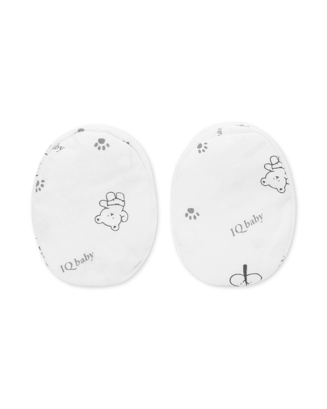 Bộ bao tay, bao chân in gấu xám IQ Baby màu trắng (0 - 3 tháng) 7