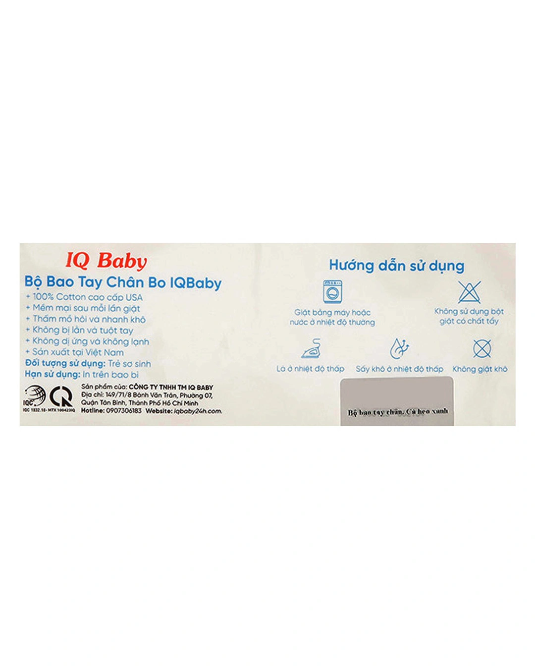 Bộ bao tay, bao chân in cá heo xanh IQ Baby màu trắng (0 - 3 tháng) 9