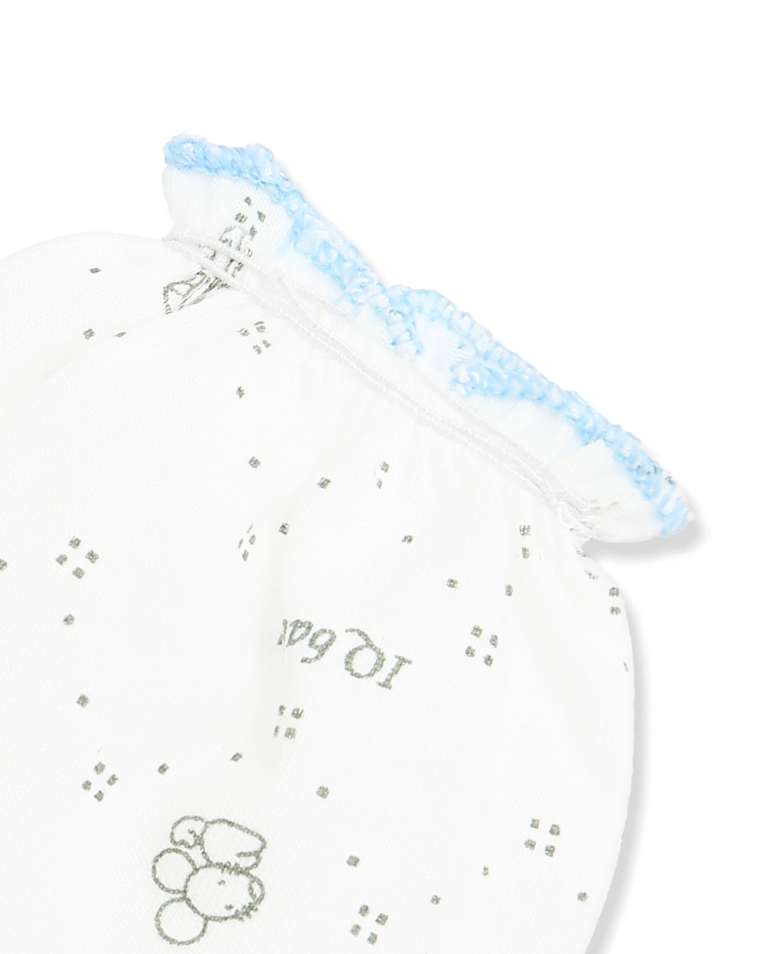 Bộ bao tay, bao chân in thú, viền xanh IQ Baby màu trắng (0 - 3 tháng) 3