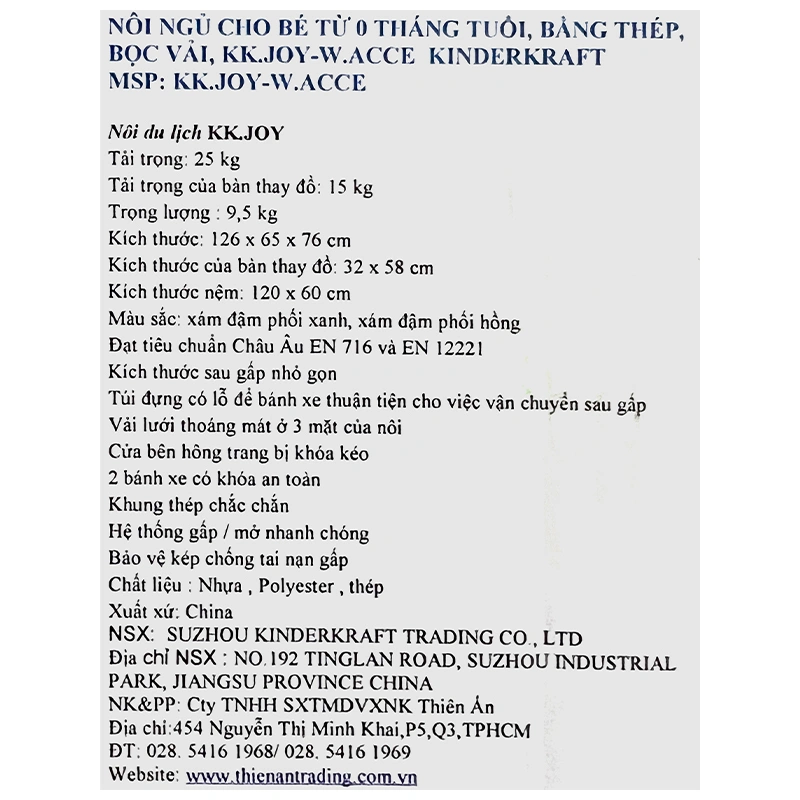 Nôi cũi Kinderkraft KK.JOY-W.ACCE (từ 0 tháng) [Hàng trưng bày - không kèm thùng] 9