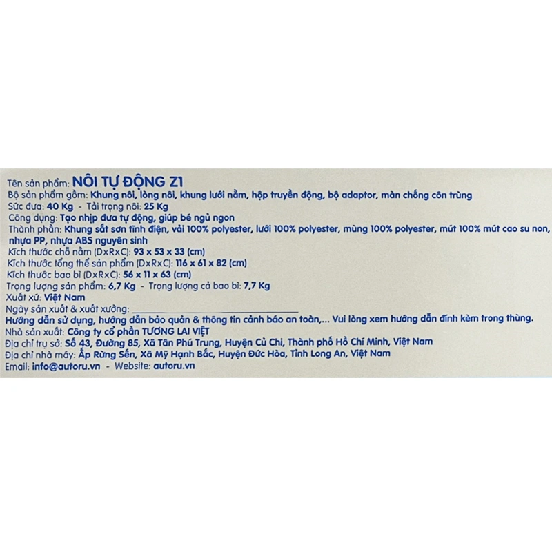 Nôi tự động Autoru Z1 (0 - 3 tuổi) 8