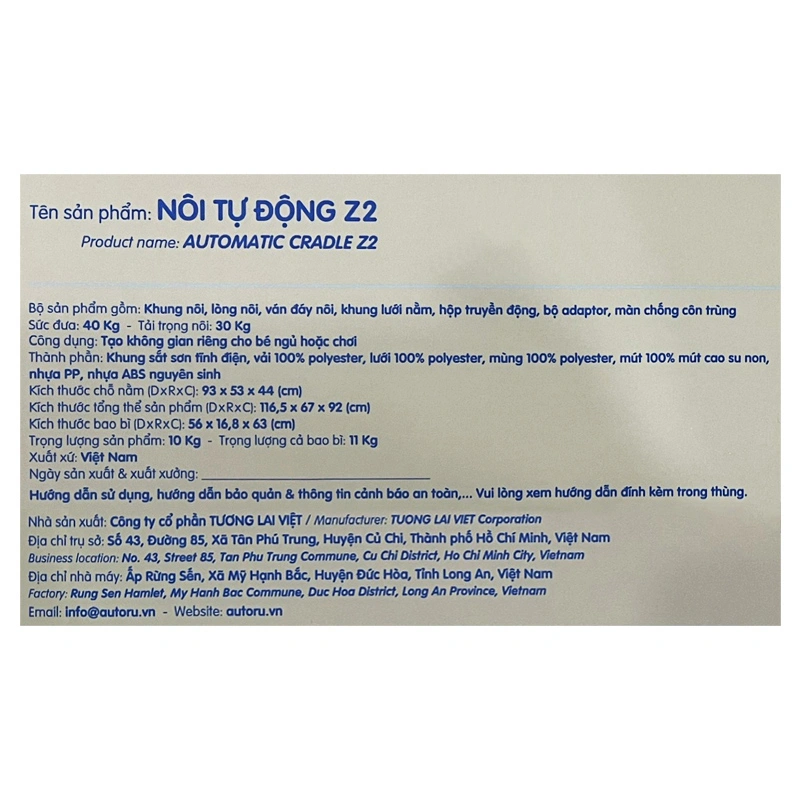 Nôi tự động Autoru Z1 (0 - 3 tuổi) 14