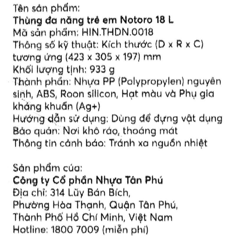 Thùng nhựa 30 lít Inochi Notoro THDN30L 10