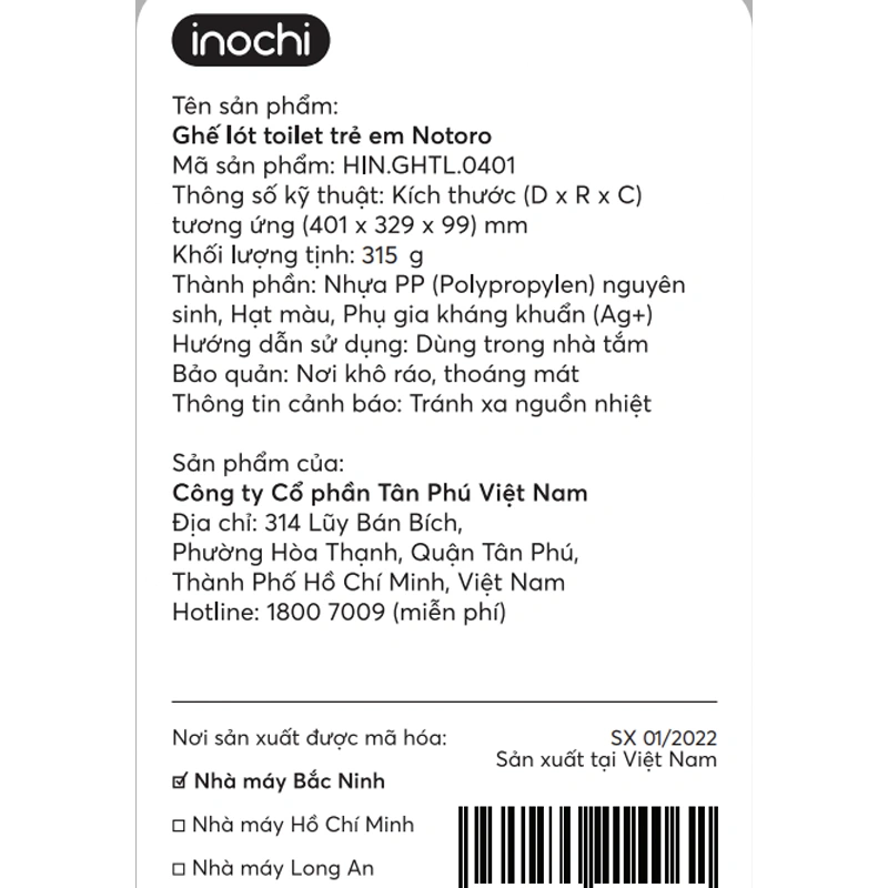 Ghế lót toilet Inochi Notoro HIN.GHTL.0401 6