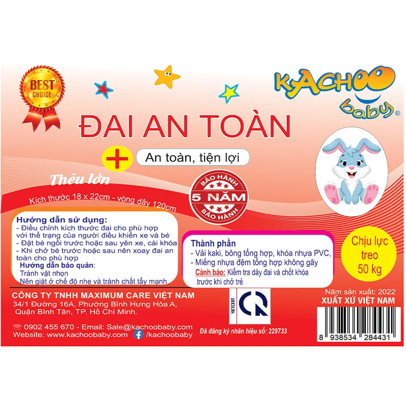 Đai đi xe máy 2 tư thế KACHOOBABY 18x22 cm - Màu ngẫu nhiên (1 - 8 tuổi) 5