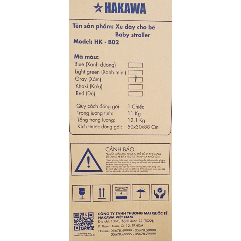 Xe đẩy 2 chiều gấp gọn HAKAWA HK-B02 (0 - 3 tuổi) - Màu xanh dương 10