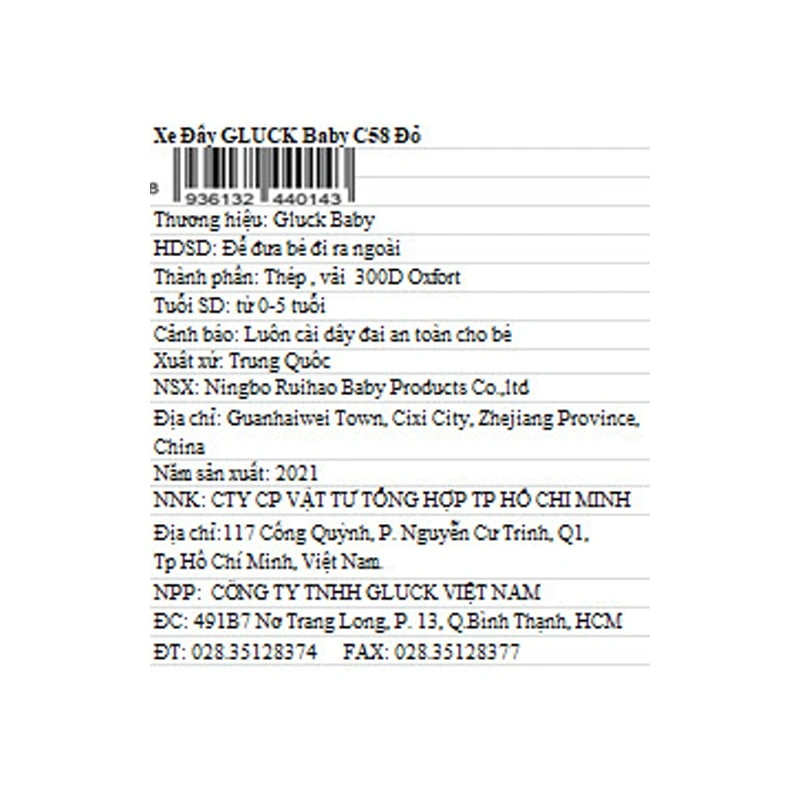Xe đẩy 1 chiều gấp gọn Gluck Baby C58 (0 - 5 tuổi) - Màu xanh dương 11