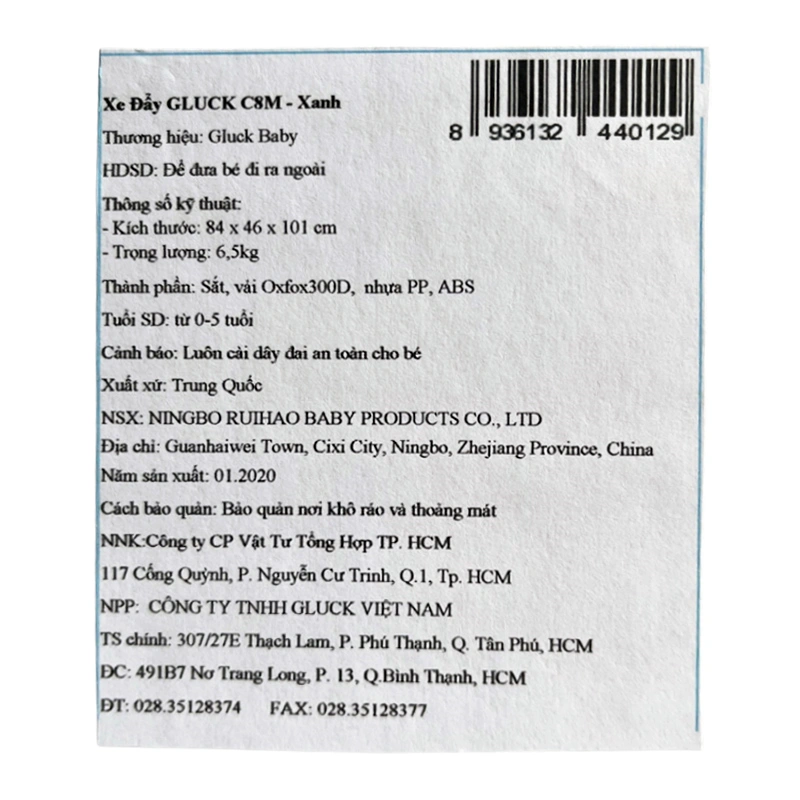 Xe đẩy 2 chiều gấp gọn Gluck Baby C8M (0 - 5 tuổi) - Màu xám [Hàng trưng bày - không kèm thùng] 32