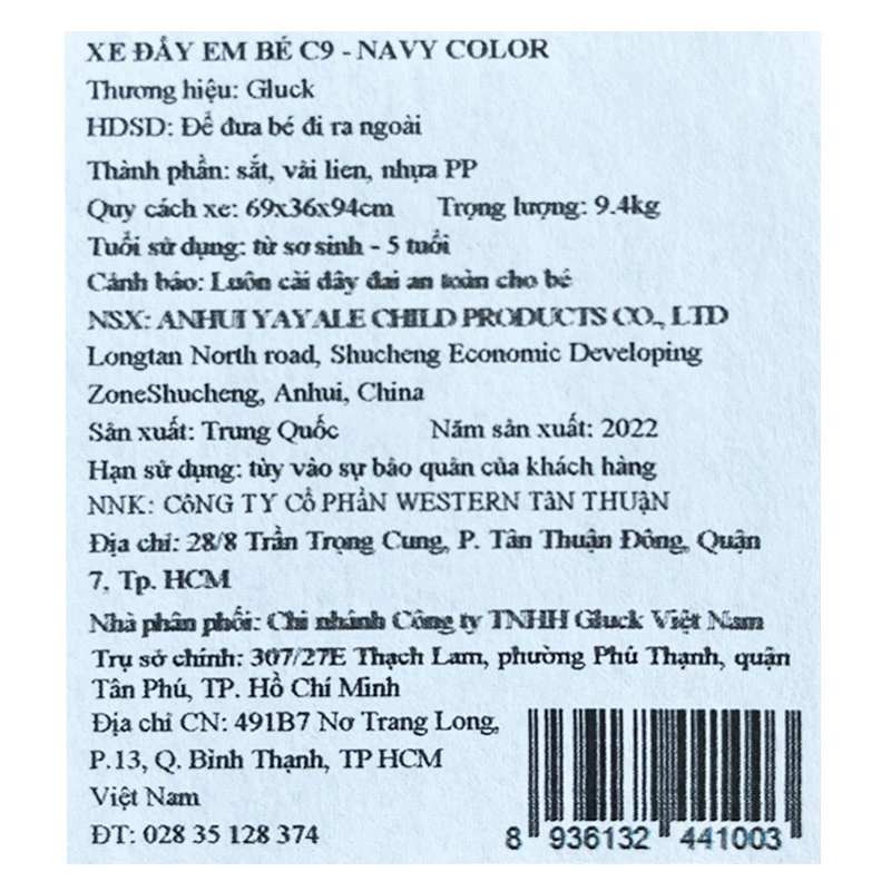 Xe đẩy bập bênh 2 chiều gấp gọn Gluck Baby C9 (0 - 5 tuổi) - Màu xanh navy 6
