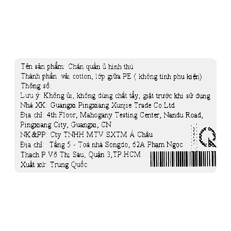 Khăn quấn cotton TOP KIDS 90x90 cm - Gấu hồng 15