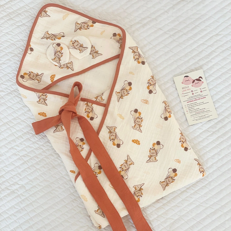 Khăn quấn cotton Bessla 70x70 cm - Cún trái tim 12