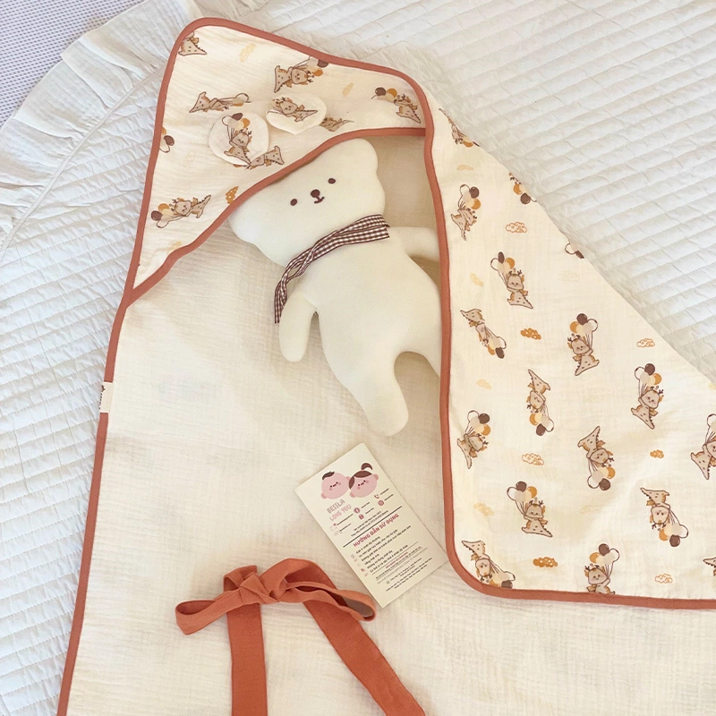 Khăn quấn cotton Bessla 70x70 cm - Cún trái tim 14