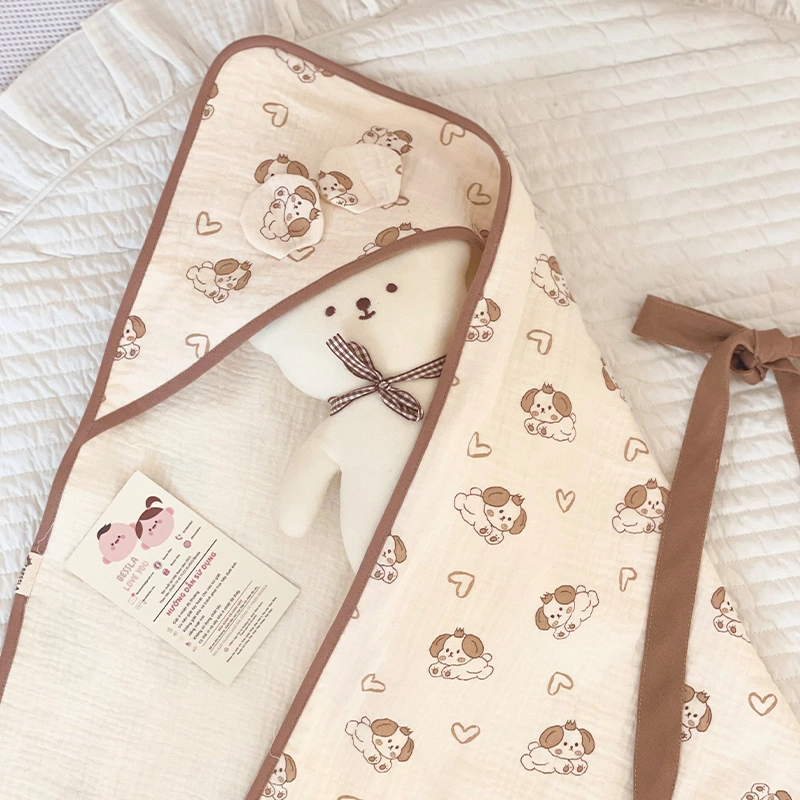 Khăn quấn cotton Bessla 70x70 cm - Cún trái tim 4