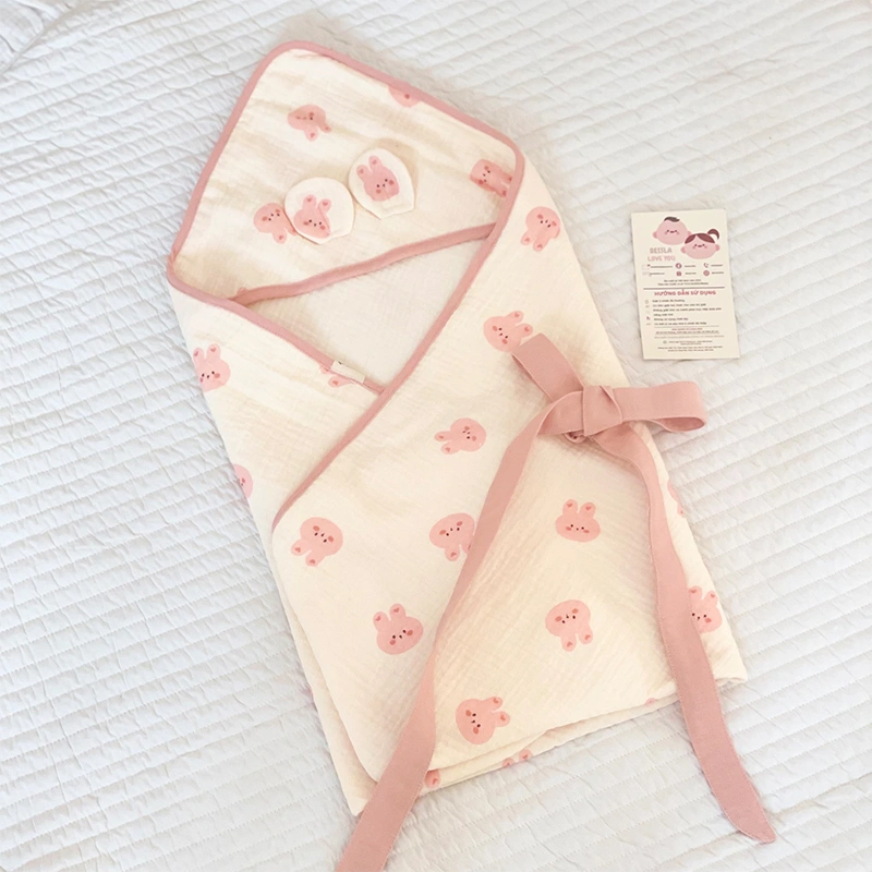 Khăn quấn cotton Bessla 70x70 cm - Cún trái tim 8