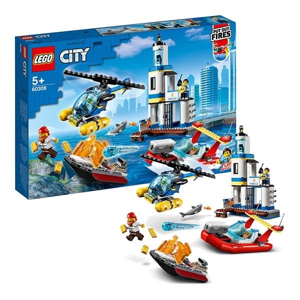 Đồ chơi lắp ráp trạm cảnh sát tuần tra và cứu hỏa biển Lego City 60308 (297 chi tiết) 1