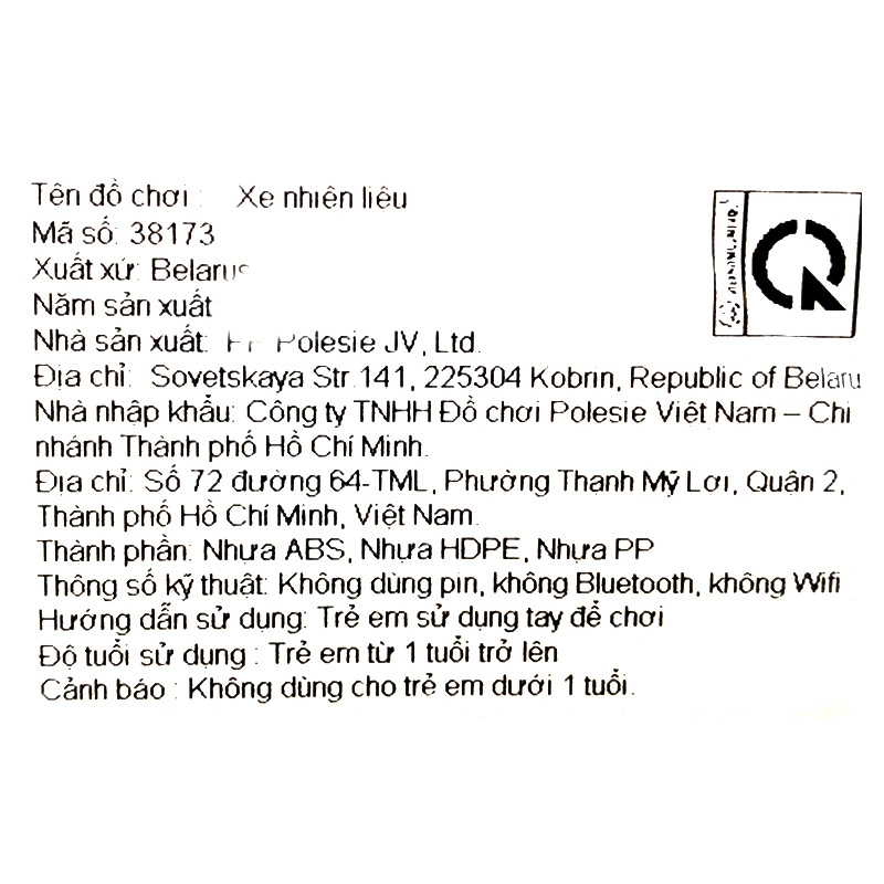 Đồ chơi xe nhiên liệu POLESIE PLS-38173 7