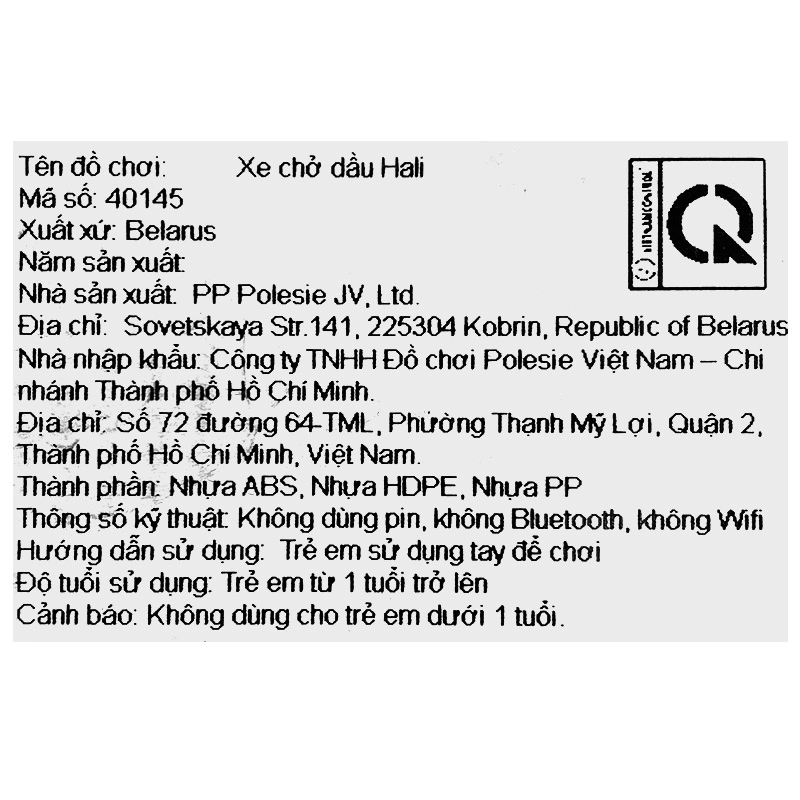 Đồ chơi xe chở dầu Hali POLESIE PLS-40145 7