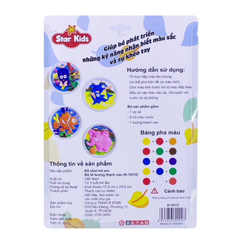 Bộ đồ chơi tô tượng thạch cao cá nemo Star Kids K-101/3 3