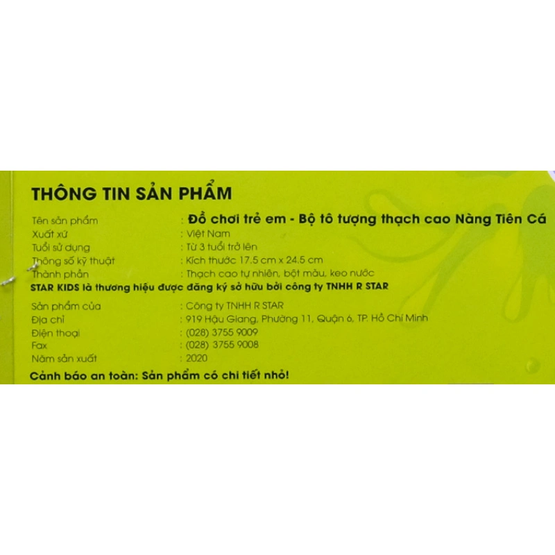 Bộ đồ chơi tô tượng thạch cao nàng tiên cá Star Kids K-101/6 4