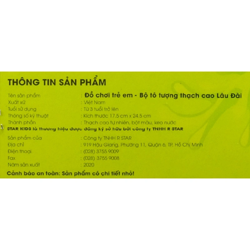 Bộ đồ chơi tô tượng thạch cao lâu đài Star Kids K-101/8 4