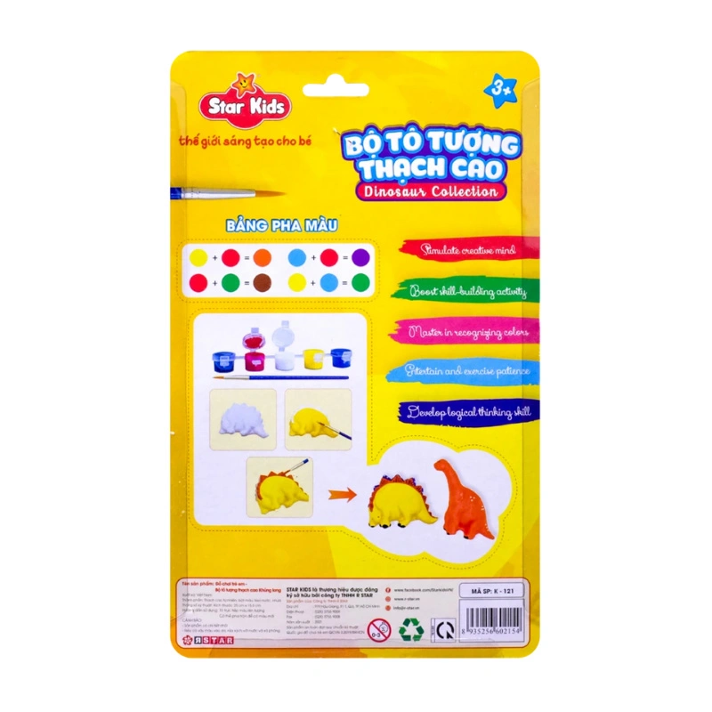 Bộ đồ chơi tô tượng thạch cao khủng long Star Kids K-121 3