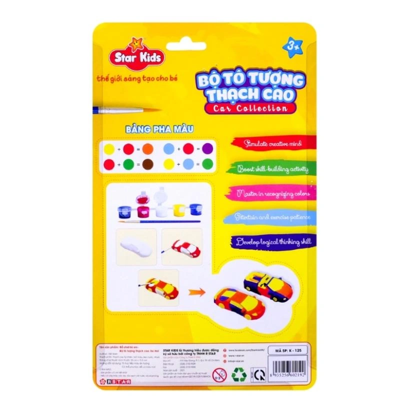 Bộ đồ chơi tô tượng thạch cao xe hơi Star Kids K-125 3