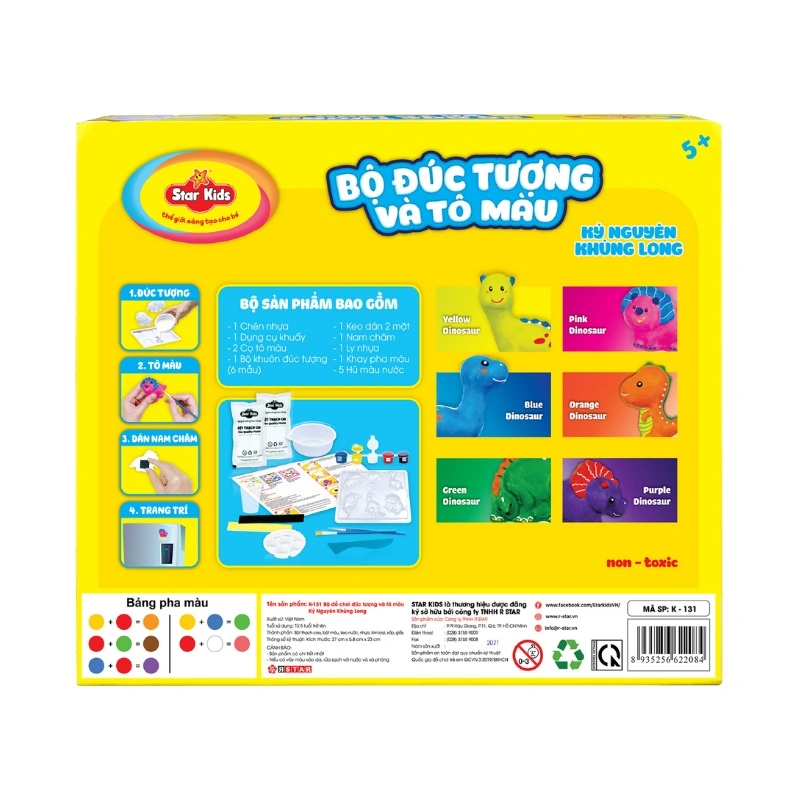 Bộ đồ chơi đúc tượng và tô màu kỷ nguyên khủng long Star Kids K-131 3