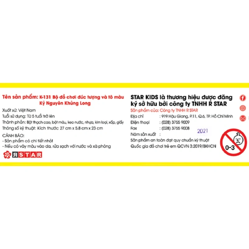 Bộ đồ chơi đúc tượng và tô màu kỷ nguyên khủng long Star Kids K-131 4