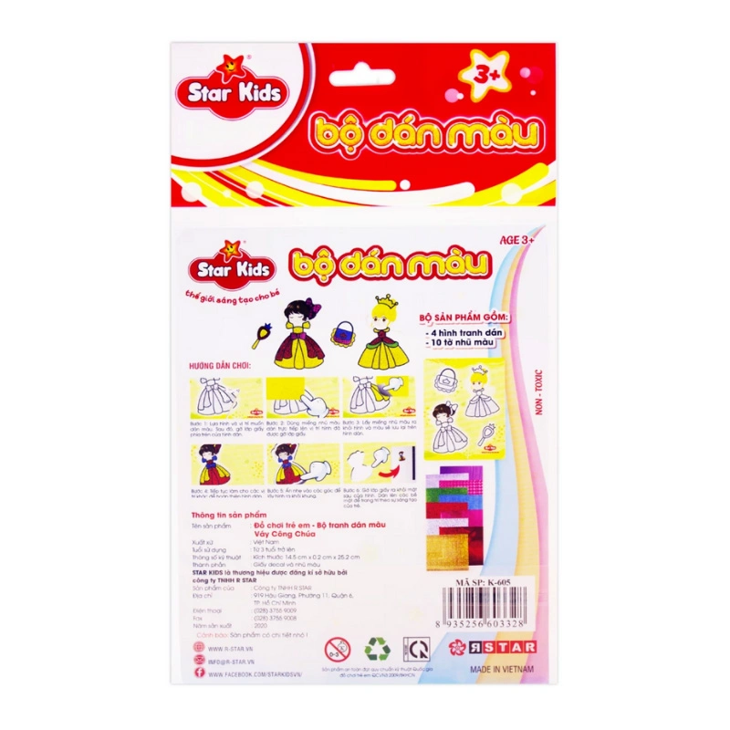 Bộ đồ chơi tranh dán màu váy công chúa Star Kids K-605 3