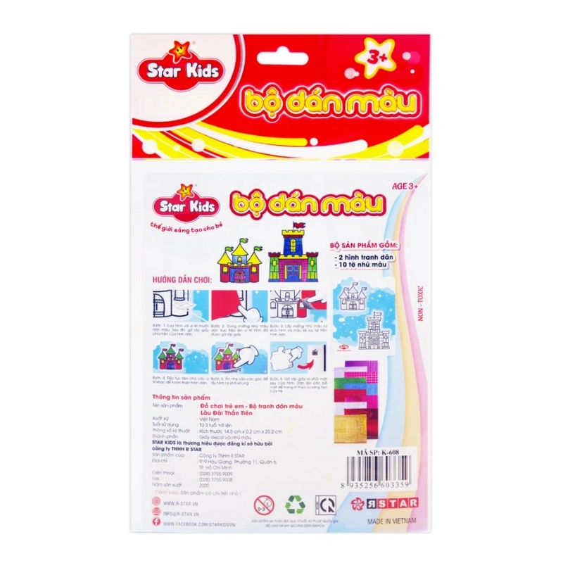 Bộ đồ chơi tranh dán màu lâu đài thần tiên Star Kids K-608 3
