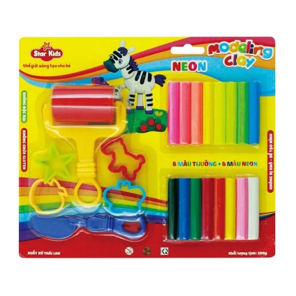 Bộ đồ chơi đất nặn 200g 16 màu và 6 dụng cụ Star Kids K-200/16C/6T 1