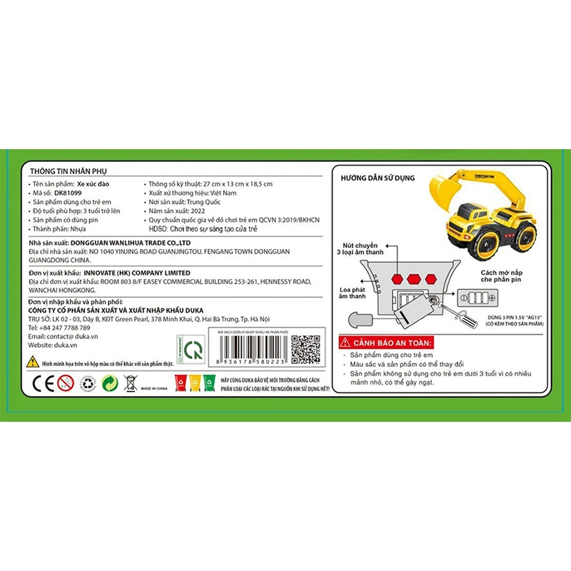 Đồ chơi xe xúc đào Duka DK81099 5