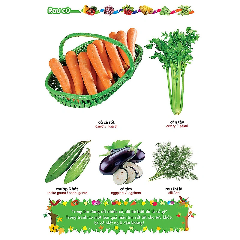 Từ điển tranh Minh Long - chủ đề rau, củ, quả, hoa 2