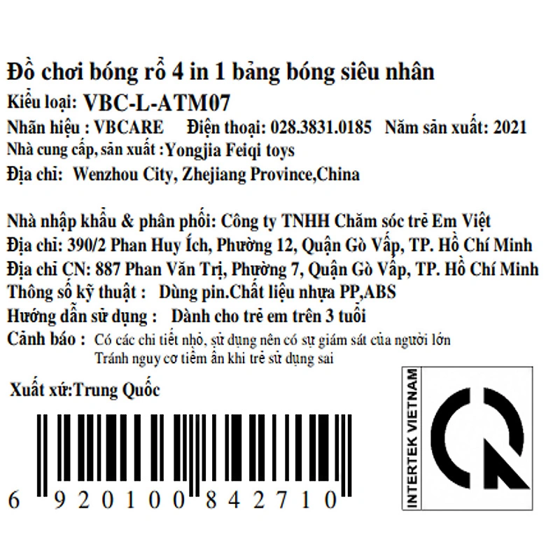 Đồ chơi bóng rổ 4 in 1 bảng bóng siêu nhân VBCare VBC-L-ATM07 5