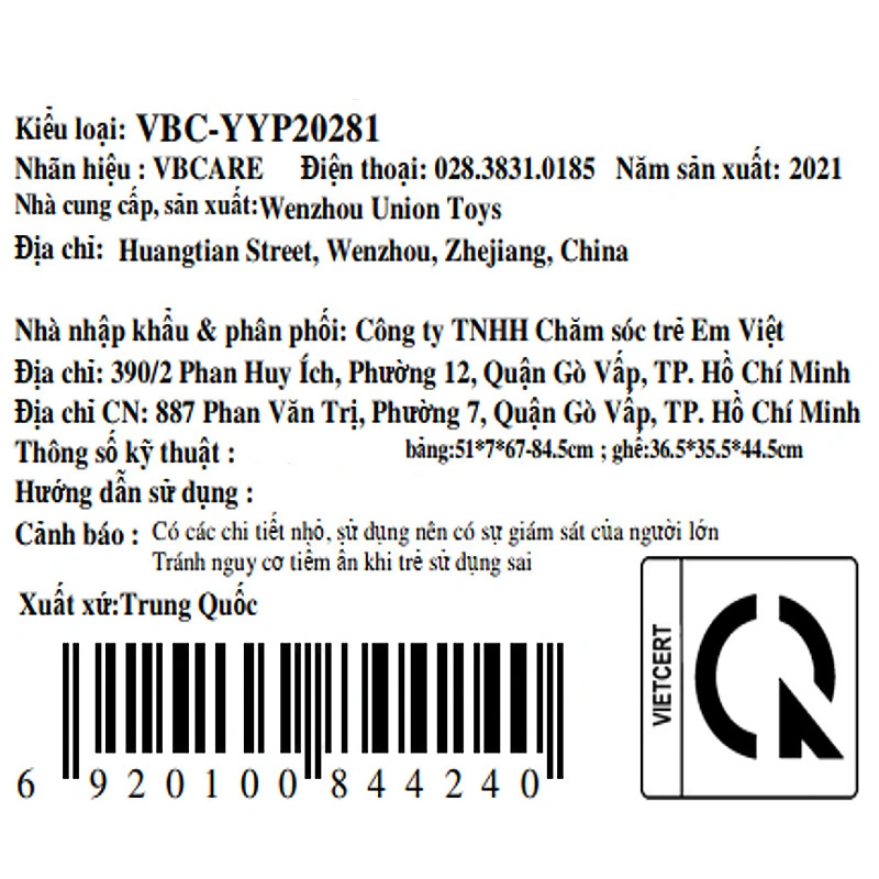 Đồ chơi bảng vẽ kèm ghế VBCare VBC-YYP20281 - Màu ngẫu nhiên 8