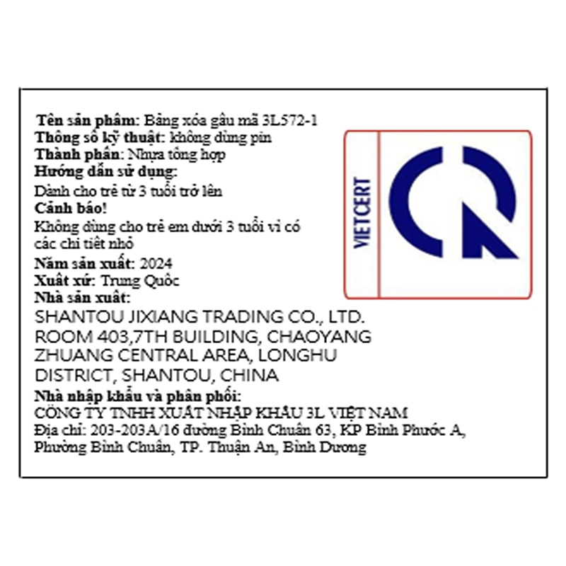 Đồ chơi bảng vẽ tự xóa hình gấu 3L 3L572-1 9