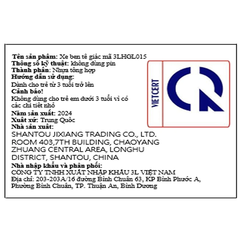 Đồ chơi xe ben tê giác 3L 3LHGL015 8