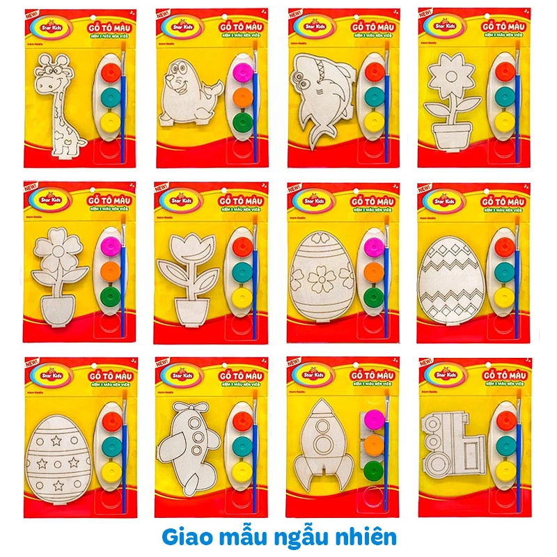 Bộ đồ chơi gỗ tô màu kèm 3 màu nén viên Star Kids - Mẫu ngẫu nhiên 2