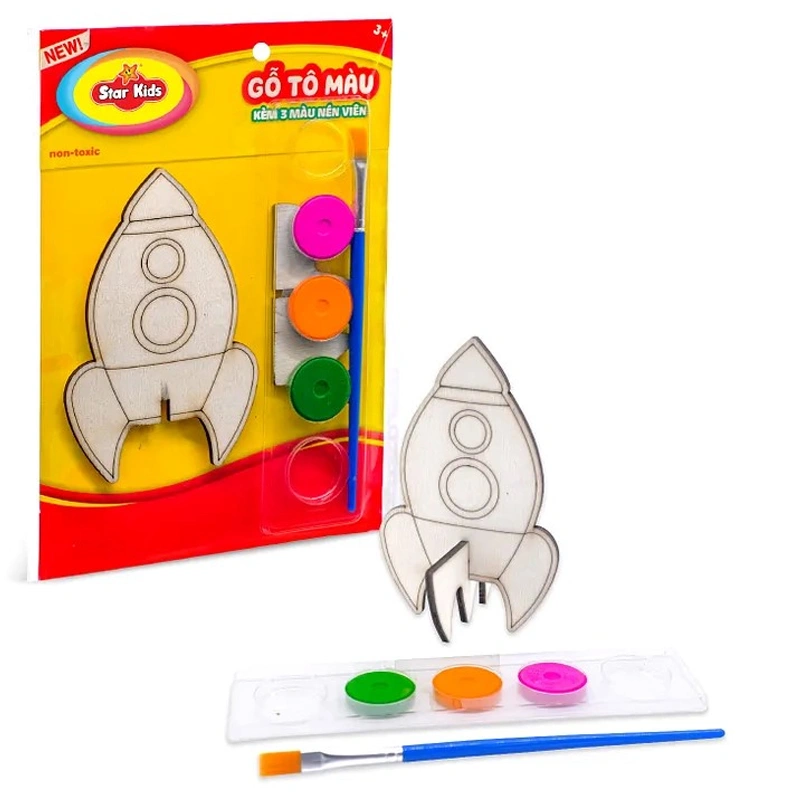 Bộ đồ chơi gỗ tô màu kèm 3 màu nén viên Star Kids - Mẫu ngẫu nhiên 12