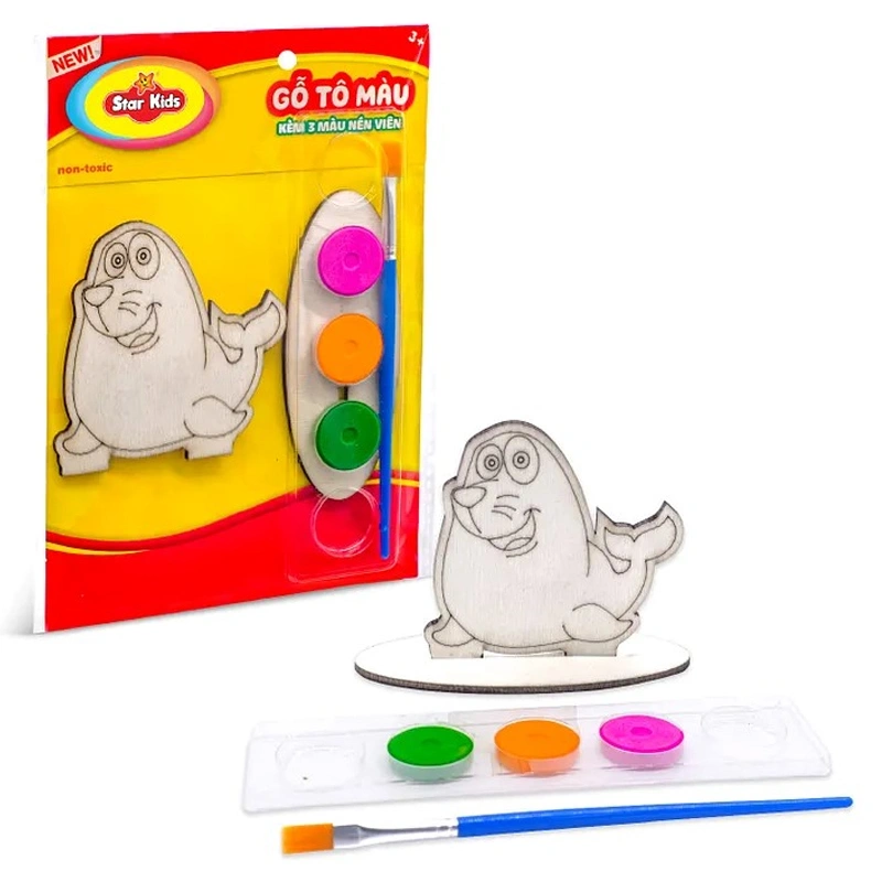 Bộ đồ chơi gỗ tô màu kèm 3 màu nén viên Star Kids - Mẫu ngẫu nhiên 3