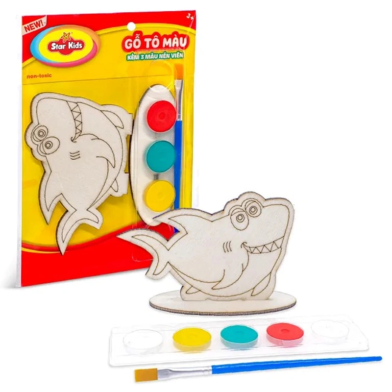 Bộ đồ chơi gỗ tô màu kèm 3 màu nén viên Star Kids - Mẫu ngẫu nhiên 4