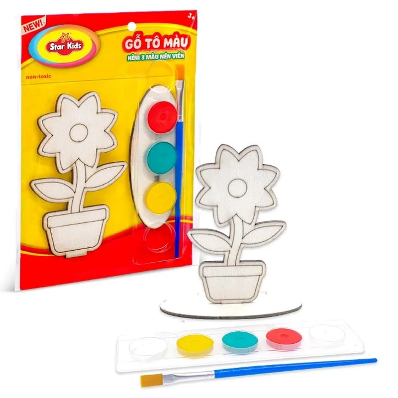 Bộ đồ chơi gỗ tô màu kèm 3 màu nén viên Star Kids - Mẫu ngẫu nhiên 5
