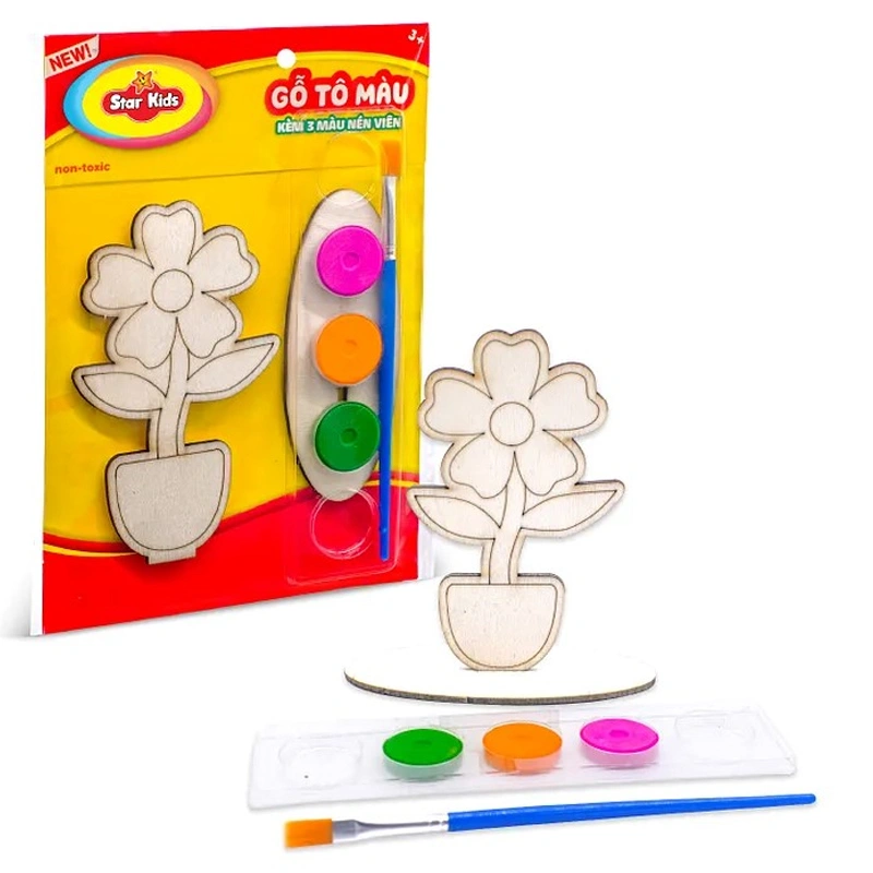 Bộ đồ chơi gỗ tô màu kèm 3 màu nén viên Star Kids - Mẫu ngẫu nhiên 6