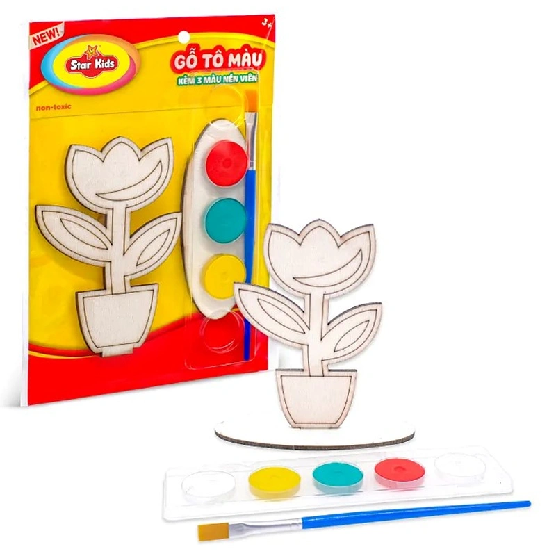 Bộ đồ chơi gỗ tô màu kèm 3 màu nén viên Star Kids - Mẫu ngẫu nhiên 7