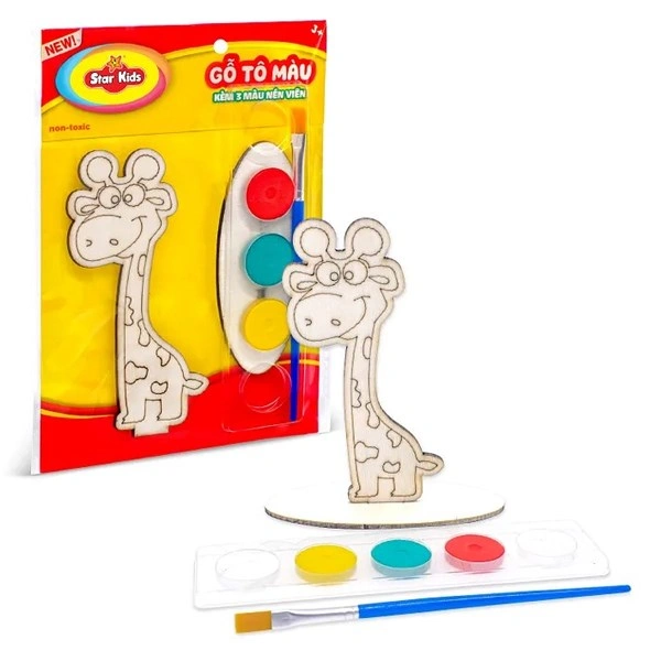 Bộ đồ chơi gỗ tô màu kèm 3 màu nén viên Star Kids - Mẫu ngẫu nhiên 1