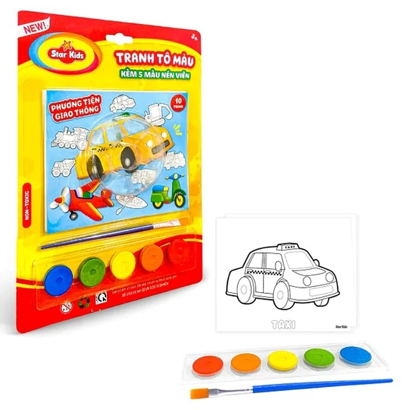 Bộ đồ chơi tranh tô màu kèm 5 màu nén viên Star Kids - Mẫu ngẫu nhiên 11