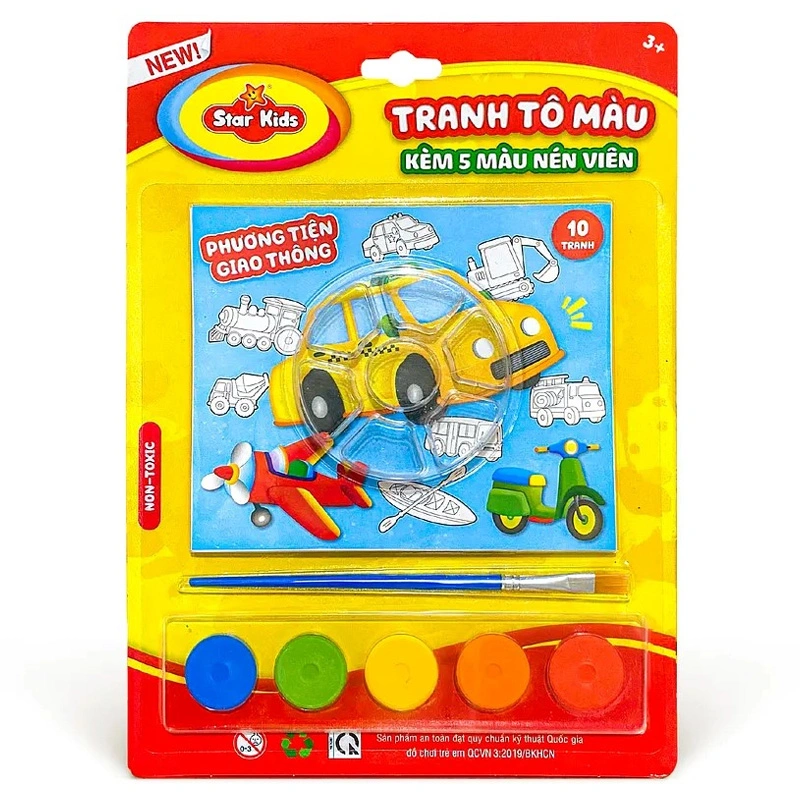 Bộ đồ chơi tranh tô màu kèm 5 màu nén viên Star Kids - Mẫu ngẫu nhiên 12