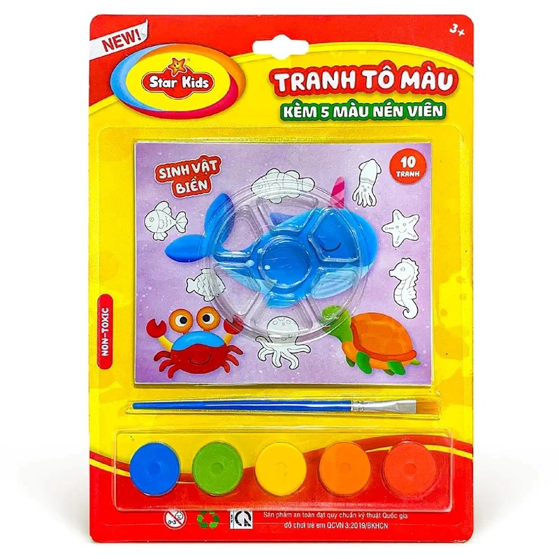 Bộ đồ chơi tranh tô màu kèm 5 màu nén viên Star Kids - Mẫu ngẫu nhiên 3