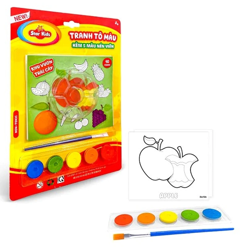 Bộ đồ chơi tranh tô màu kèm 5 màu nén viên Star Kids - Mẫu ngẫu nhiên 5