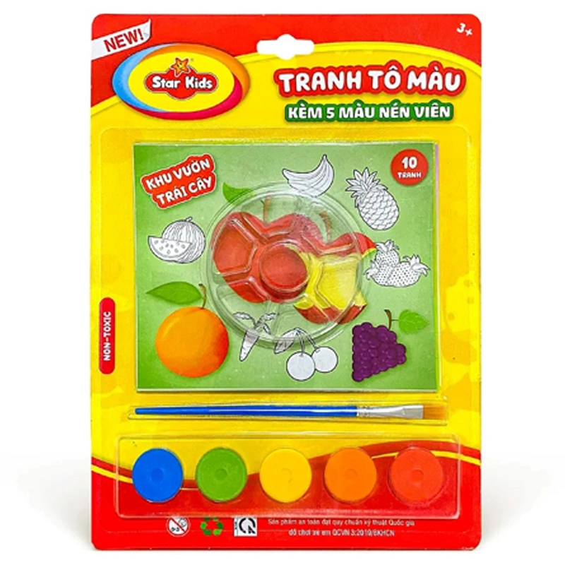 Bộ đồ chơi tranh tô màu kèm 5 màu nén viên Star Kids - Mẫu ngẫu nhiên 6